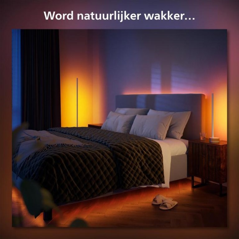 Tafellamp Philips Hue Gradient Signe - wit en gekleurd licht - houtkleurig