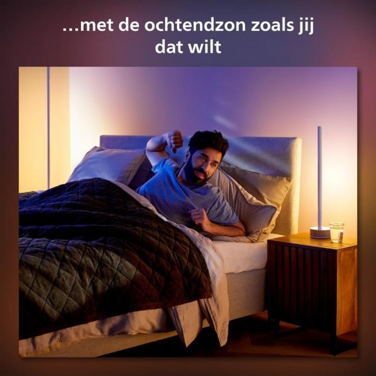 Tafellamp Philips Hue Gradient Signe - wit en gekleurd licht - houtkleurig