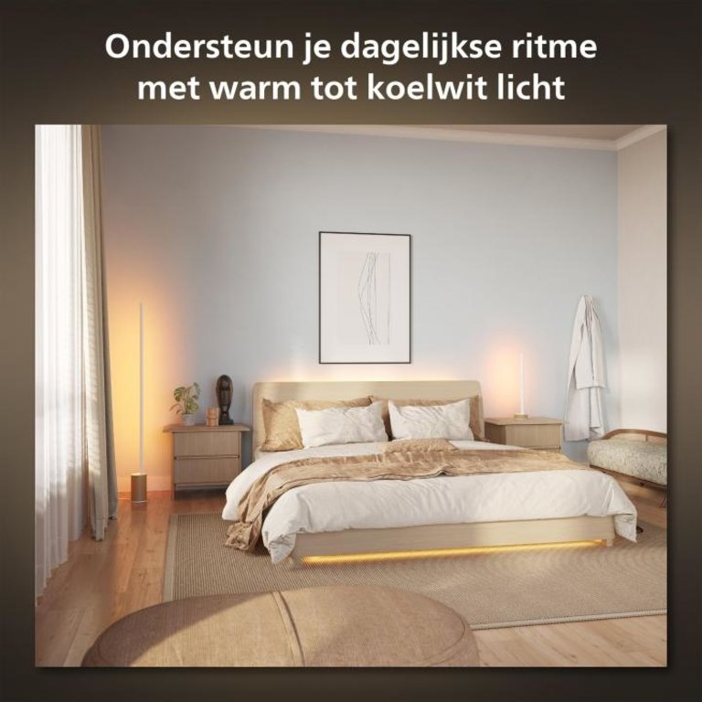 Tafellamp Philips Hue Gradient Signe - wit en gekleurd licht - houtkleurig