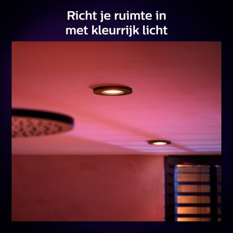 Inbouwspot Philips Hue Xamento badkamer - wit en gekleurd licht - zwart