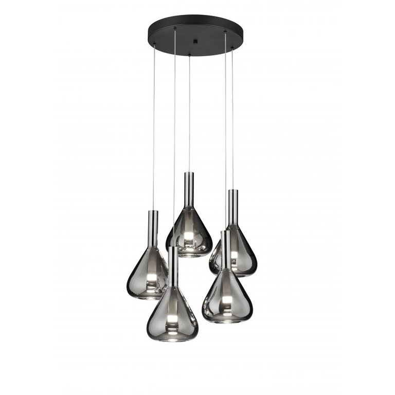 Hanglamp Cipera 5-lichts Zwart