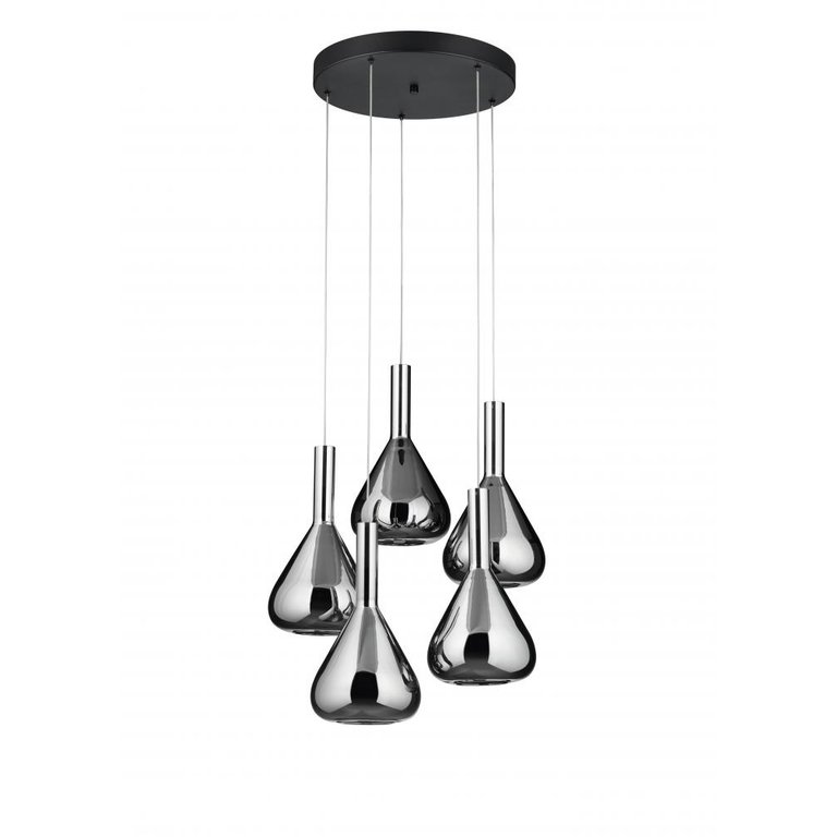 Hanglamp Cipera 5-lichts Zwart