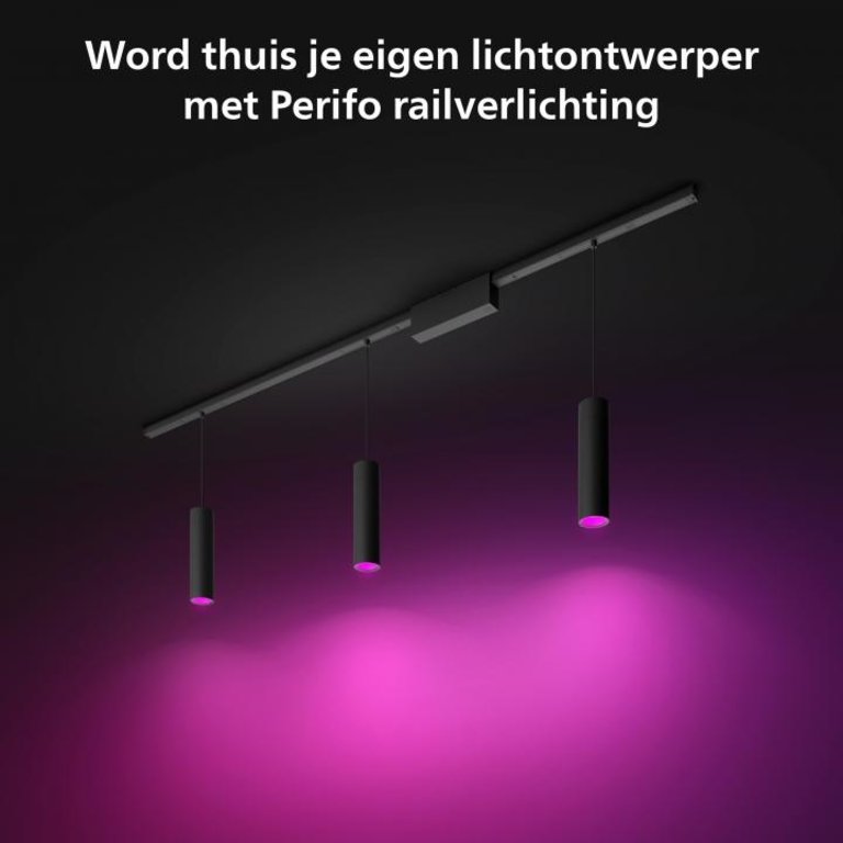 Philips Hue Perifo railverlichting plafond - wit en gekleurd licht - 3 hanglampen - zwart - basisset