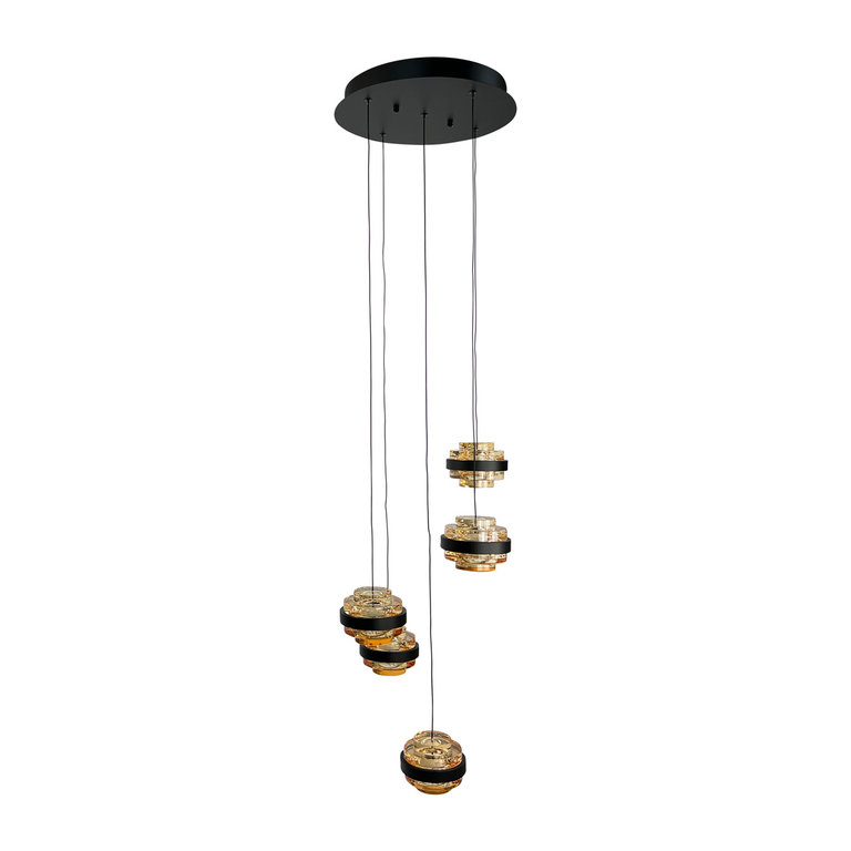Hanglamp Dynasty Champagne 5-lichts Rond