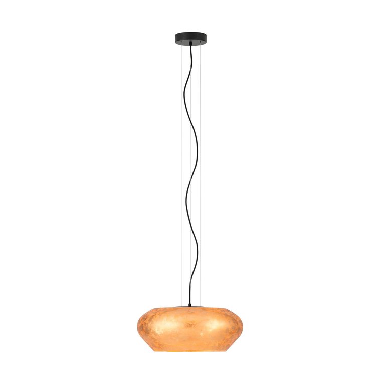 Hanglamp Priorat 3lichts Zwart met goudkleurig glas