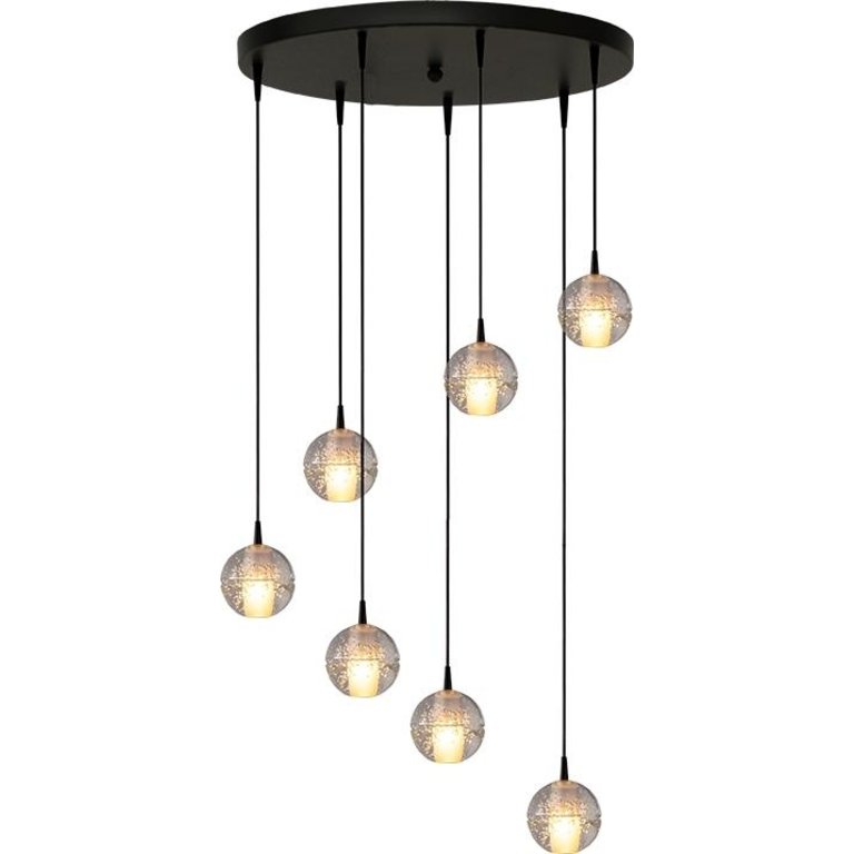 Hanglamp Bubbles mat zwart 7lichts