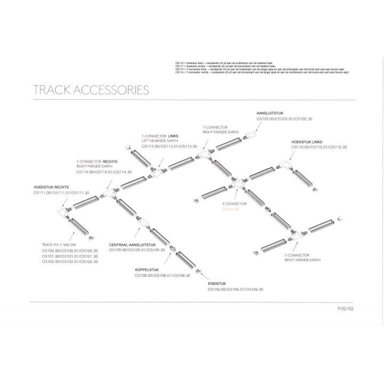 L-koppelstuk Rechts Track Nikkel mat