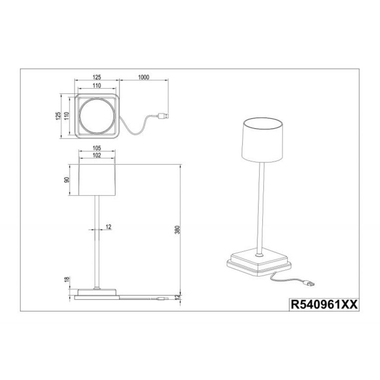 Buitenlamp Fernandez - Wit mat - Oplaadbaar