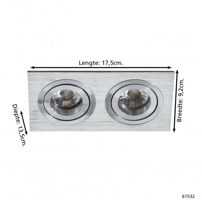 InbouwspotGU10 'Terni PRO' 175X95 Alu-Geborsteld