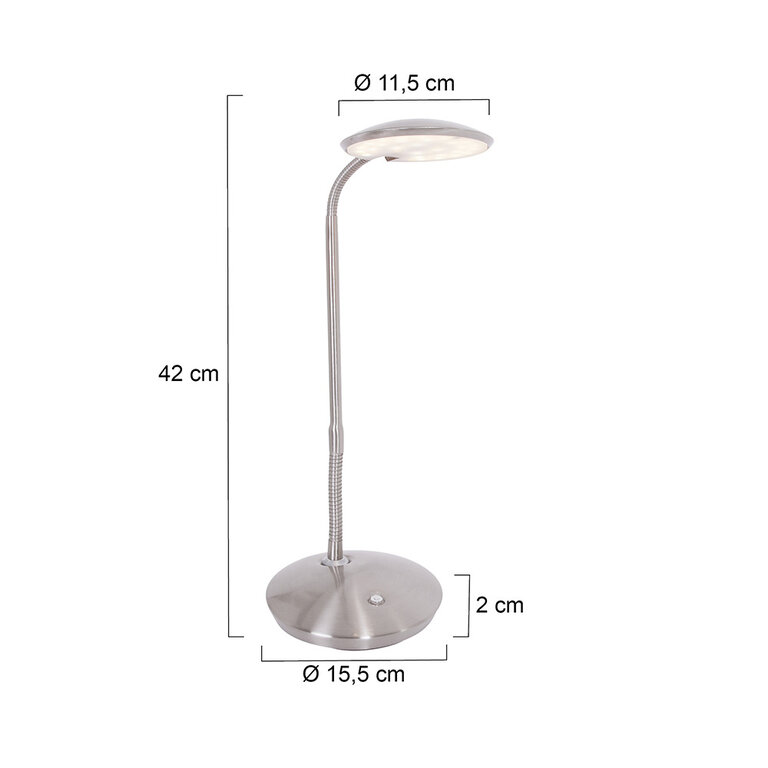 Tafellamp / bureaulamp Zenith Staal LED (6W) met pulsdimmer