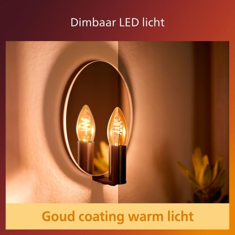 Philips LED Kaars Spiraal Goud - 25 W - E14 -  Dimbaar extra warmwit licht