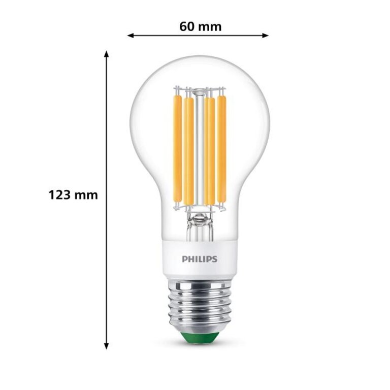 Philips Ultra Efficient LED lamp Transparant - 60 W - E27 - Dimbaar warmwit licht