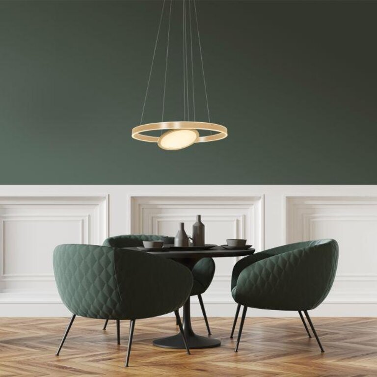 Hanglamp Ringlux cirkel met binnenlicht goud