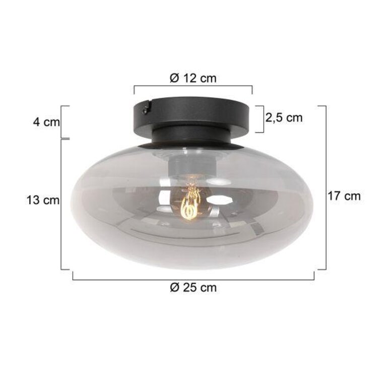 Plafondlamp Reflexion smoke glas 25cm