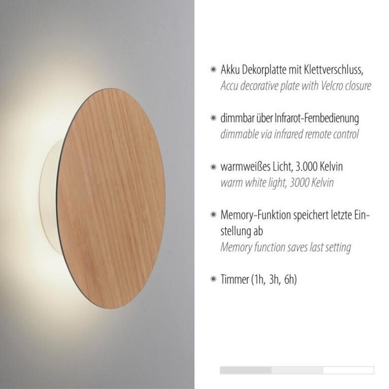 Wandlamp Akku Puntua Hout Klein