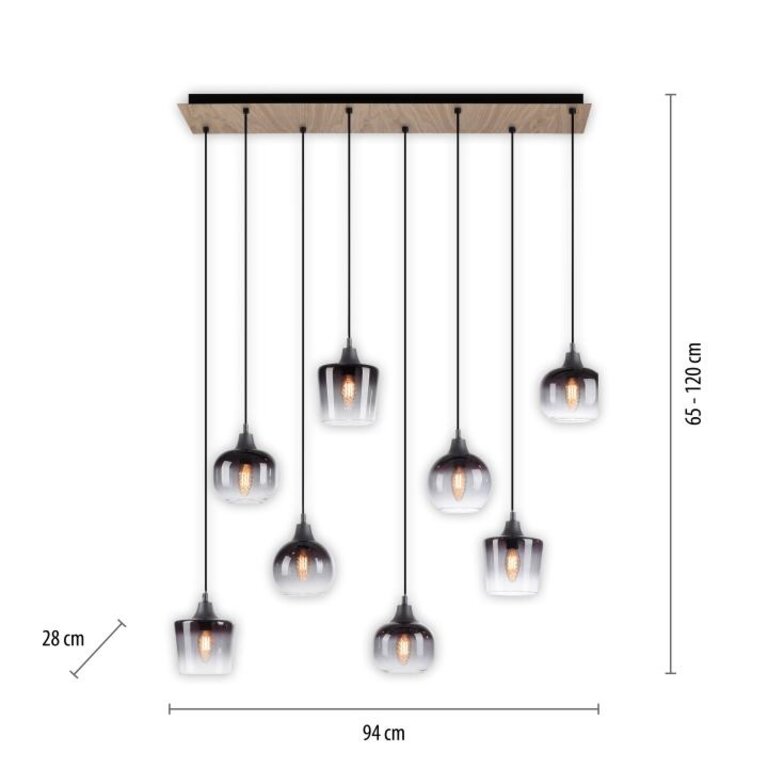 Hanglamp Green Zea 8-lichts Hout