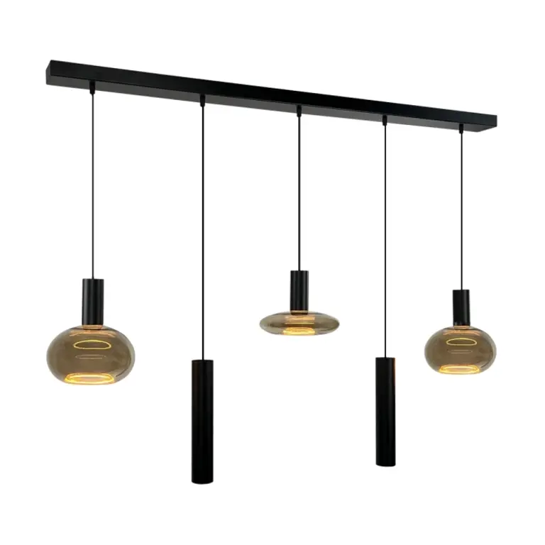 Hanglamp Balvo 5lichts 3x Balvo en 2x Run zwart