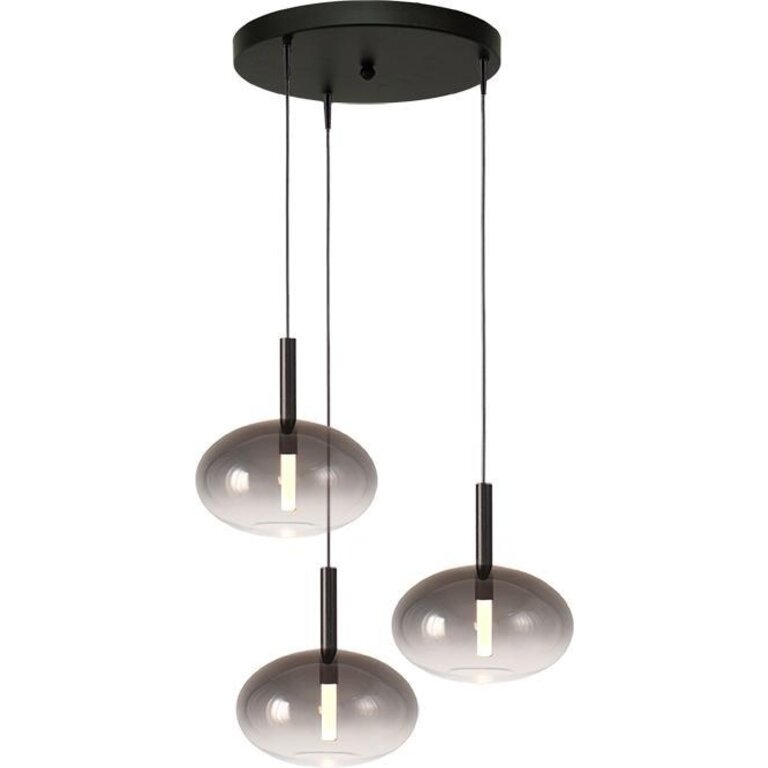 Hanglamp Lido Smoke 3lichts Ovaal 24cm