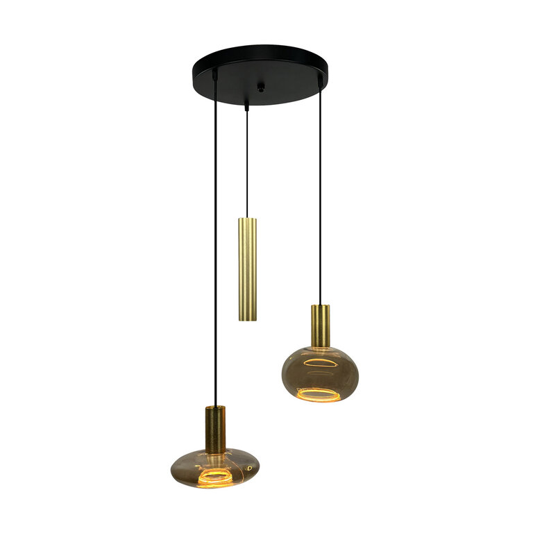 Hanglamp Balvo 3lichts 2x Balvo en 1x Run goud