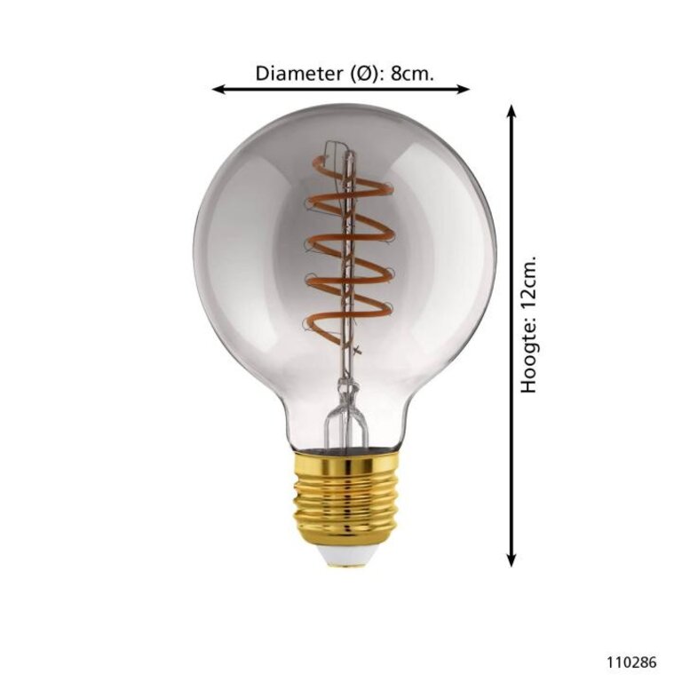 Connect.Z - E27 Globe G80 - 4W/2000K - Spiraal Smoke