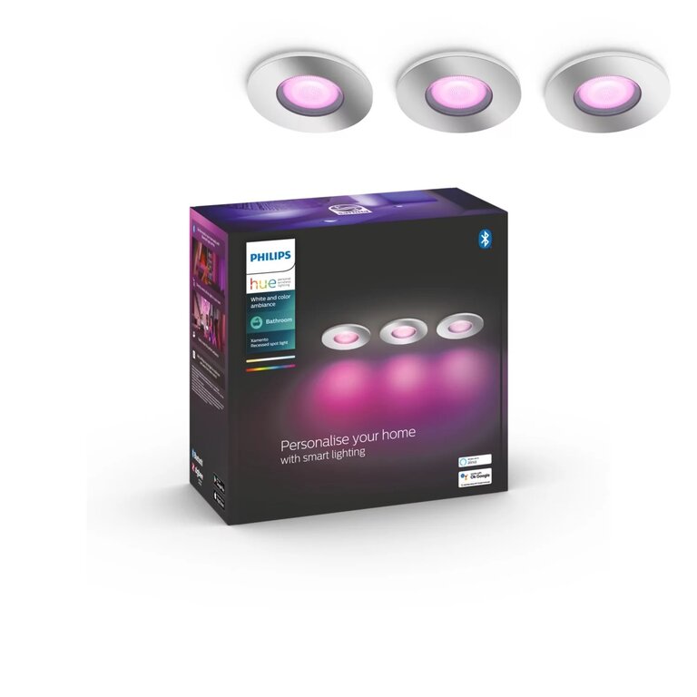 Philips Hue Inbouwspot Xamento IP44 Chroom 3-pack