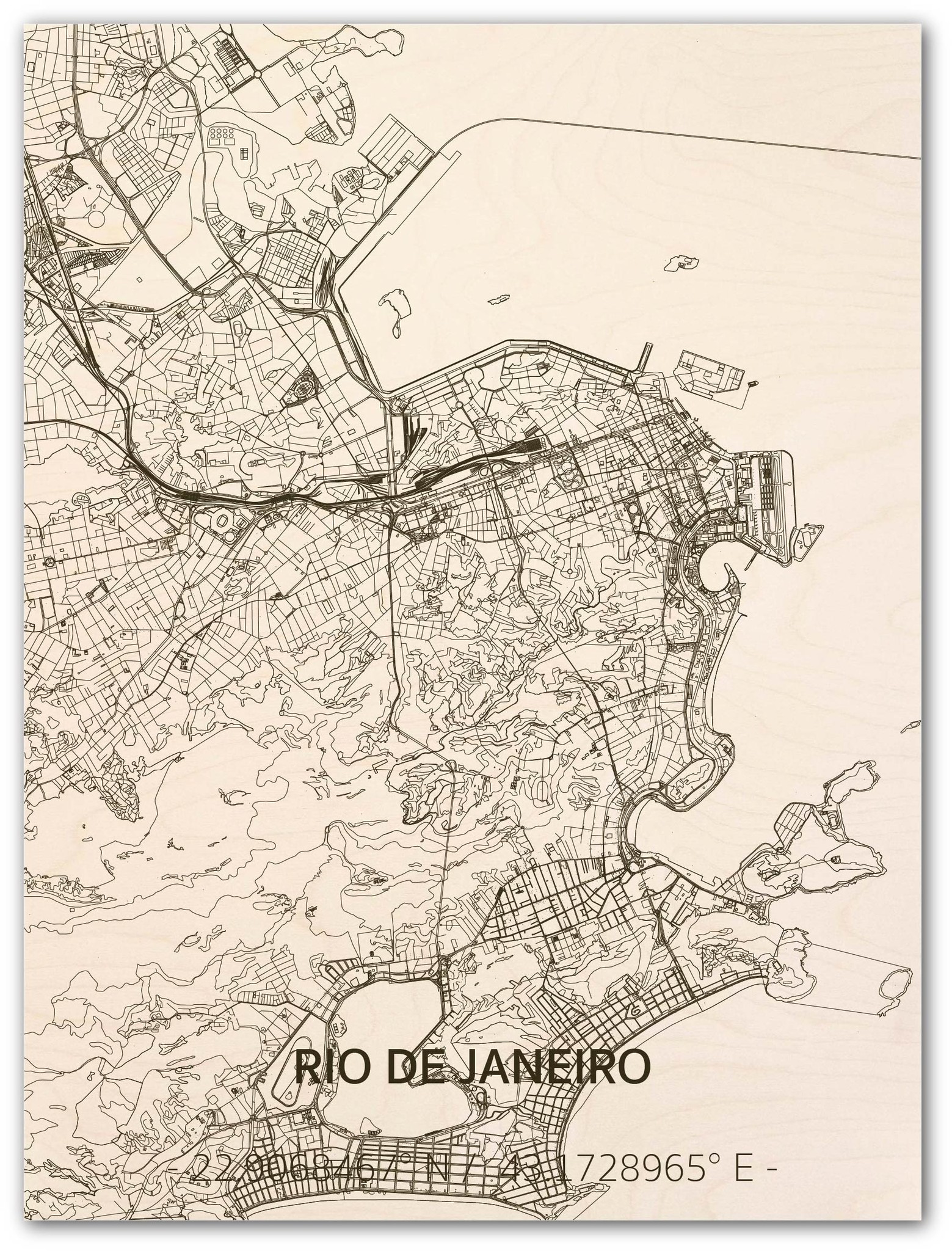 Wooden Wall Decoration Rio De Janeiro Citymap Brandthout Brandthout