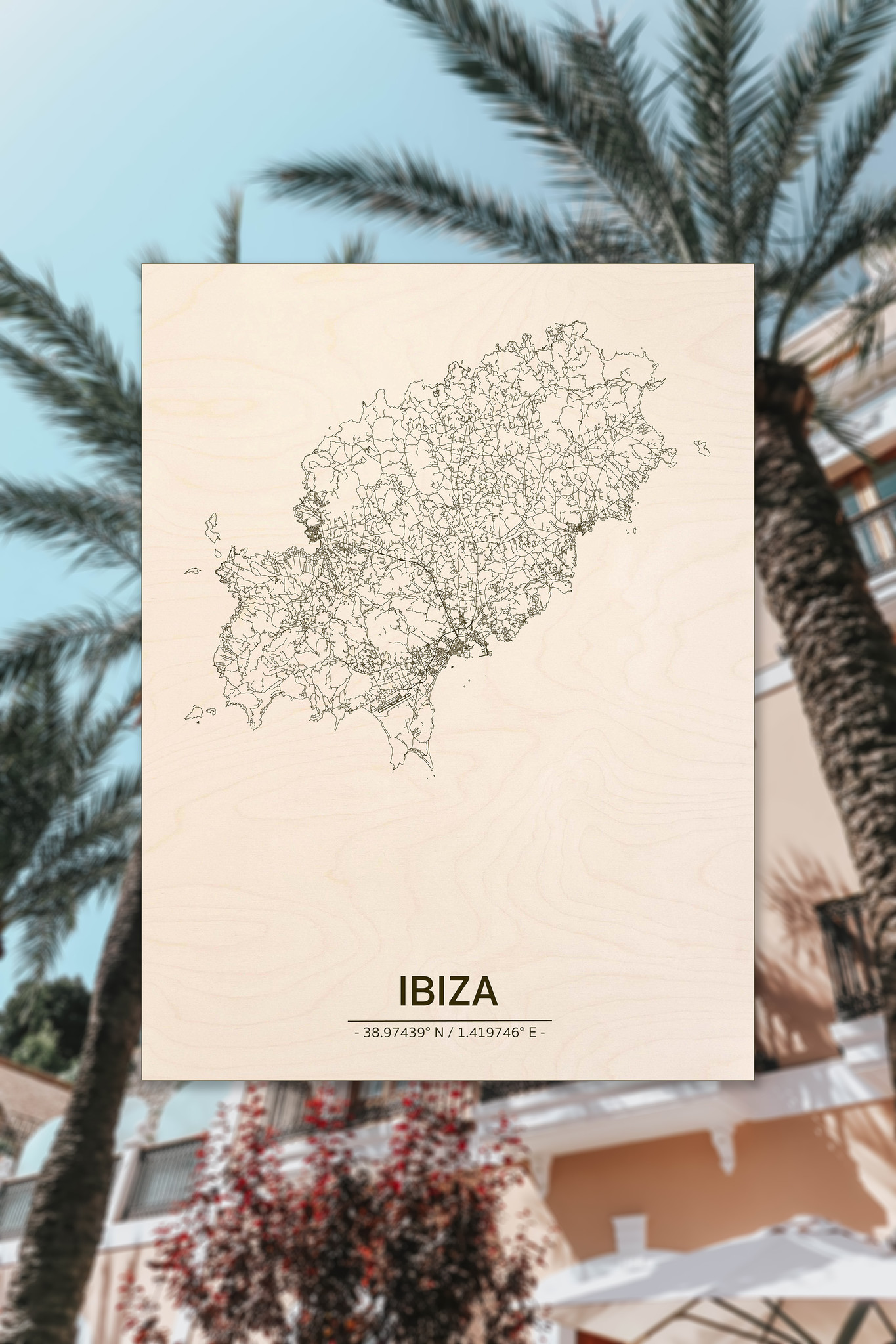 Citymap Ibiza | houten wanddecoratie-2