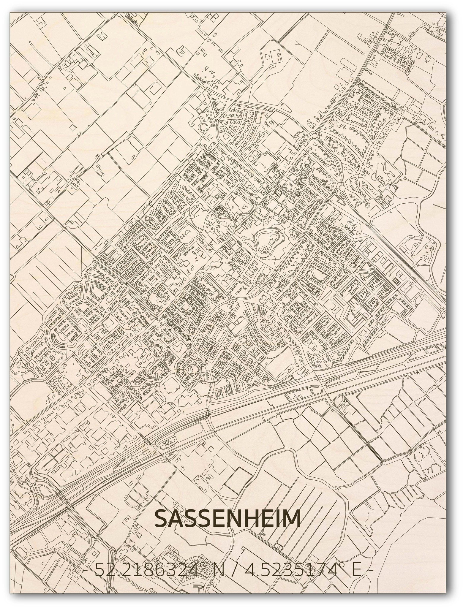 Citymap Sassenheim | wooden wall decoration-1