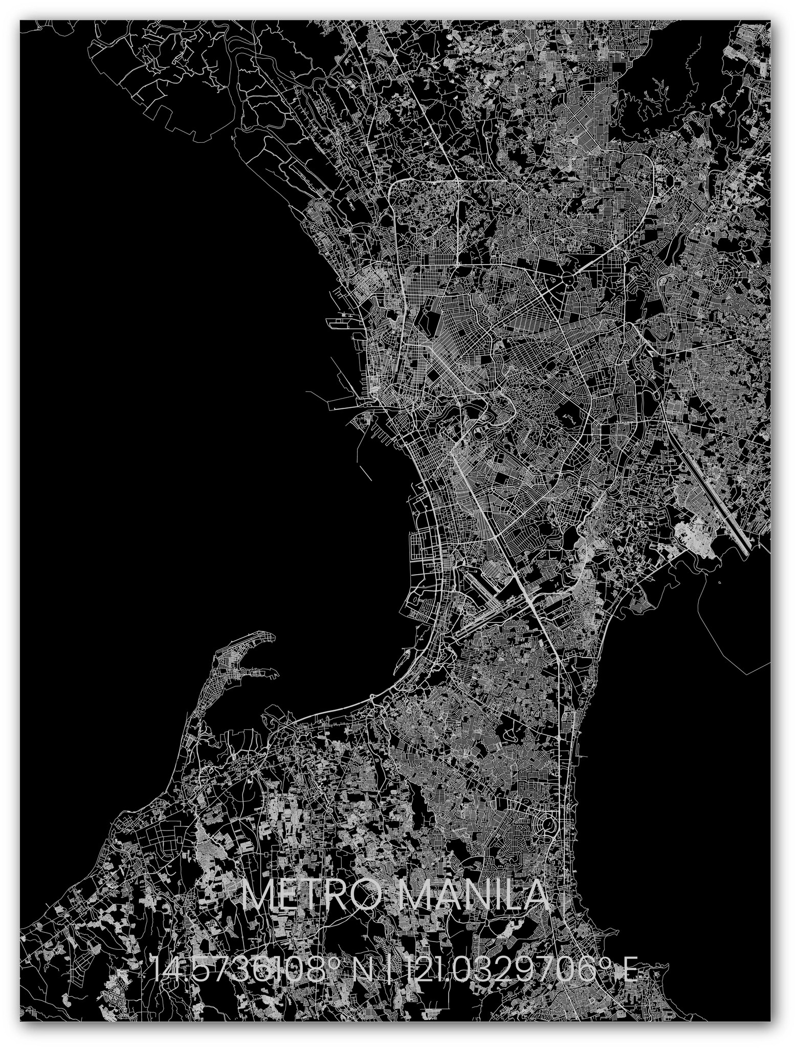 Metalen stadsplattegrond Metro Manila-1
