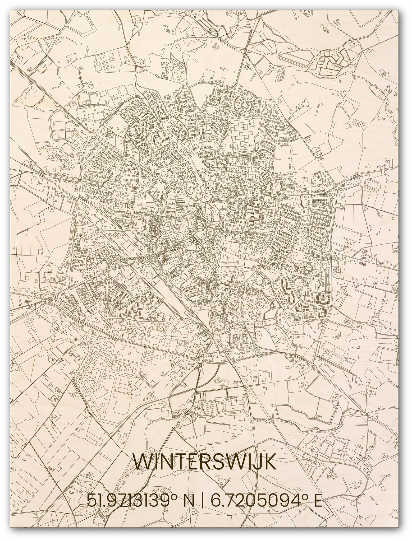 Wooden wall decoration citymap Winterswijk-1