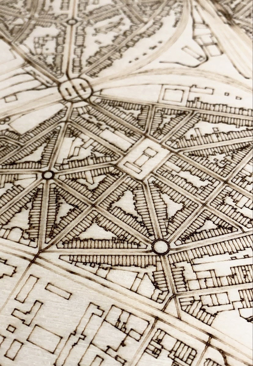 stadskaart hout citymap wanddecoratie