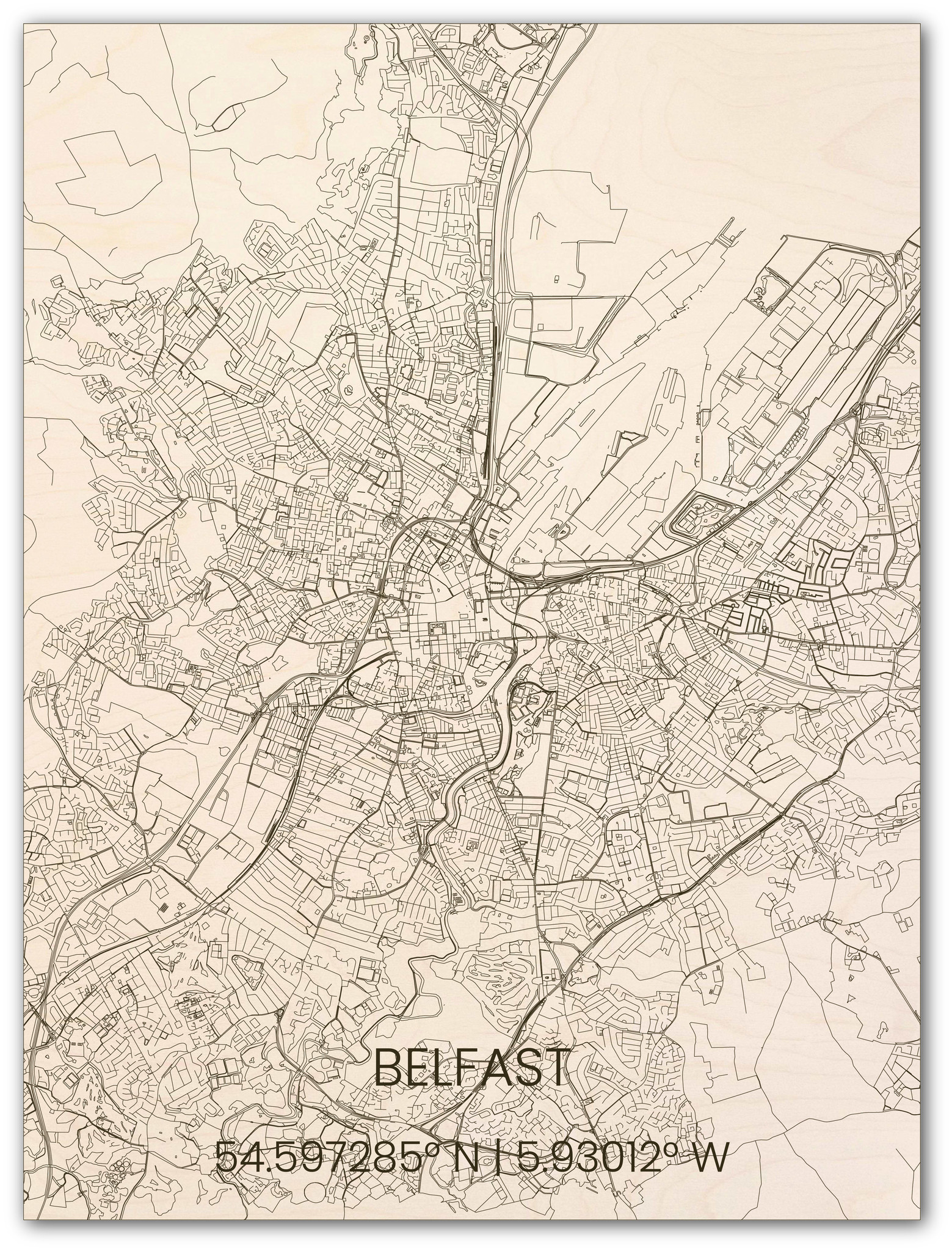 Wooden wall decoration citymap Belfast-1