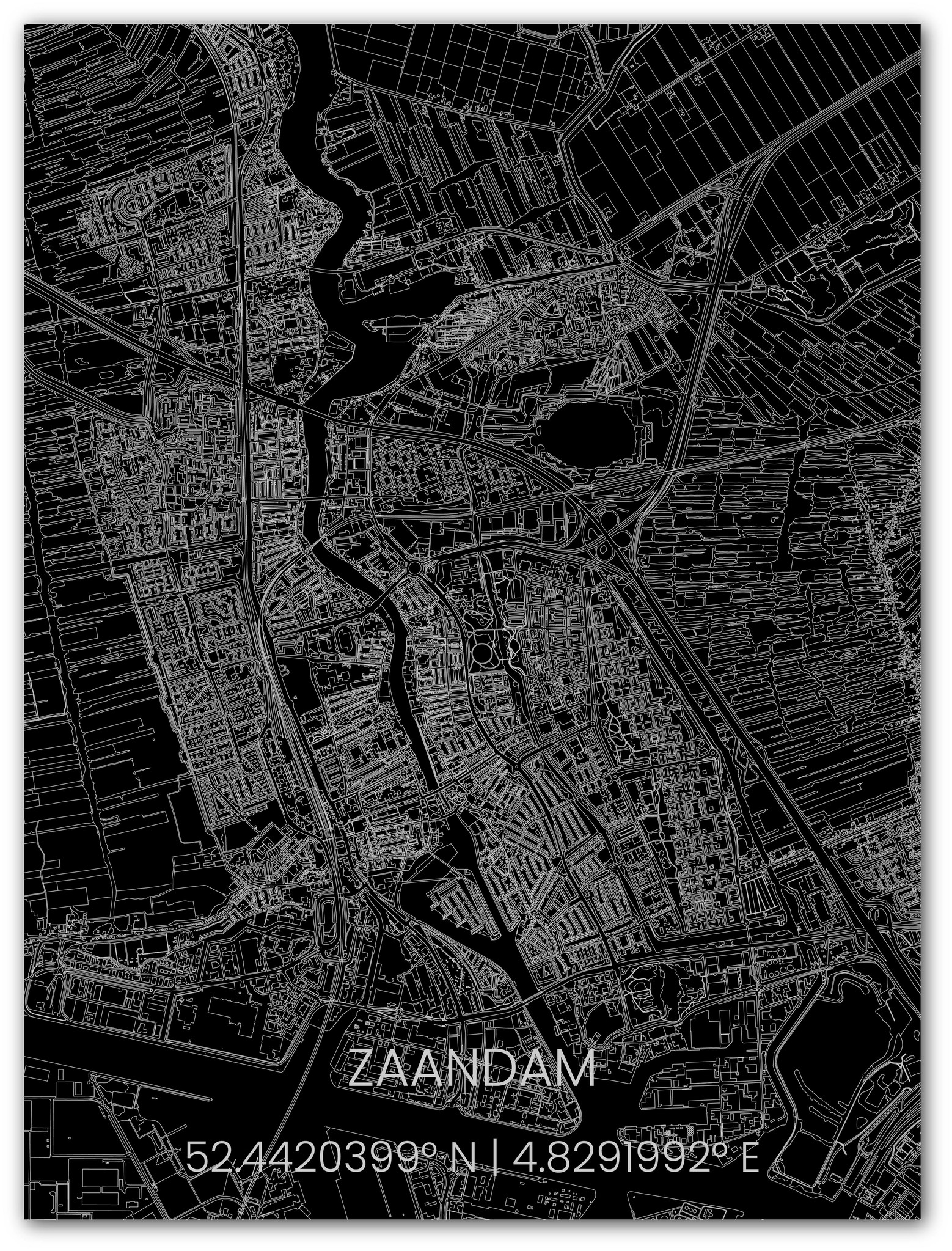 Citymap Zaandam | Aluminium wanddecoratie-1