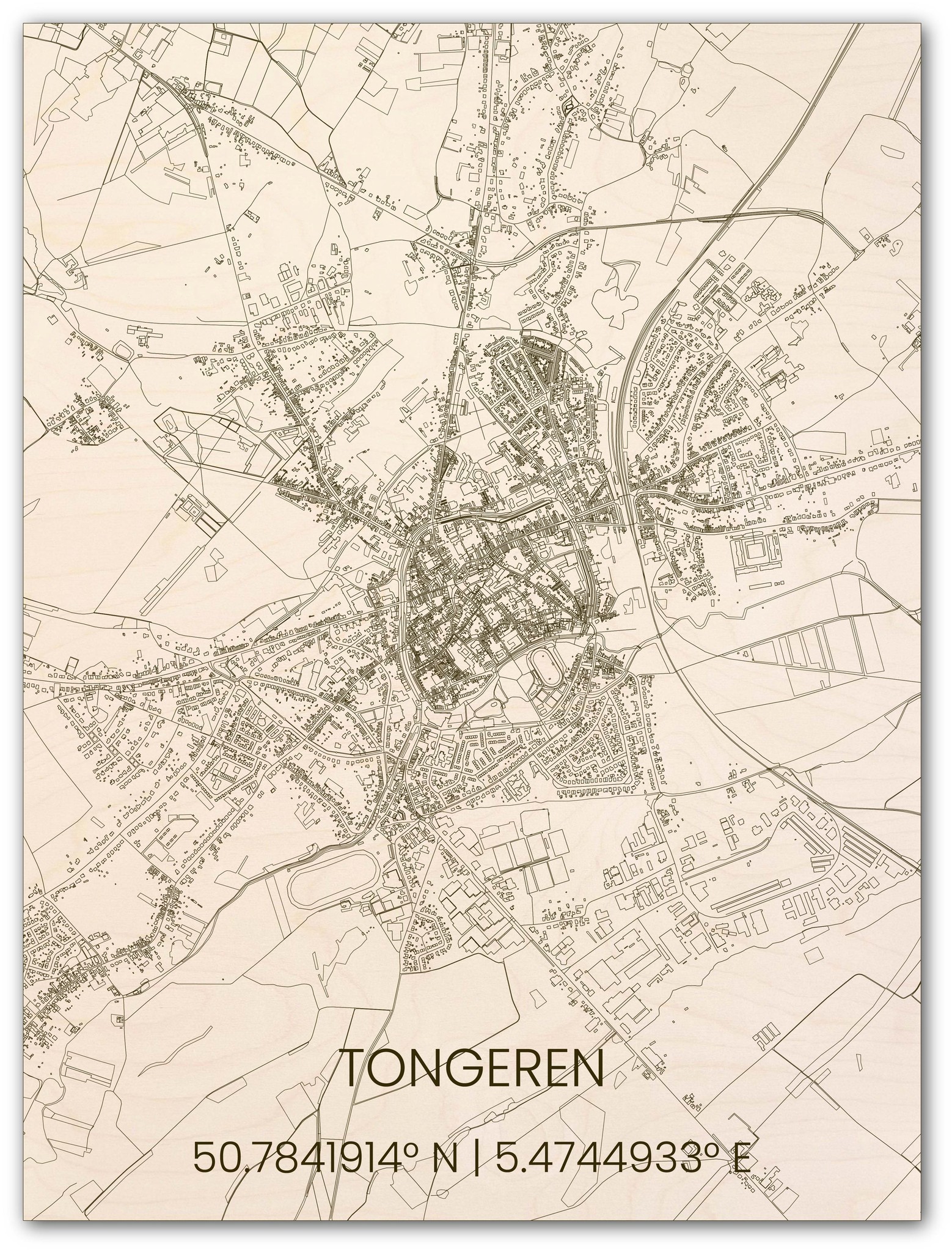 Houten stadsplattegrond Tongeren-1