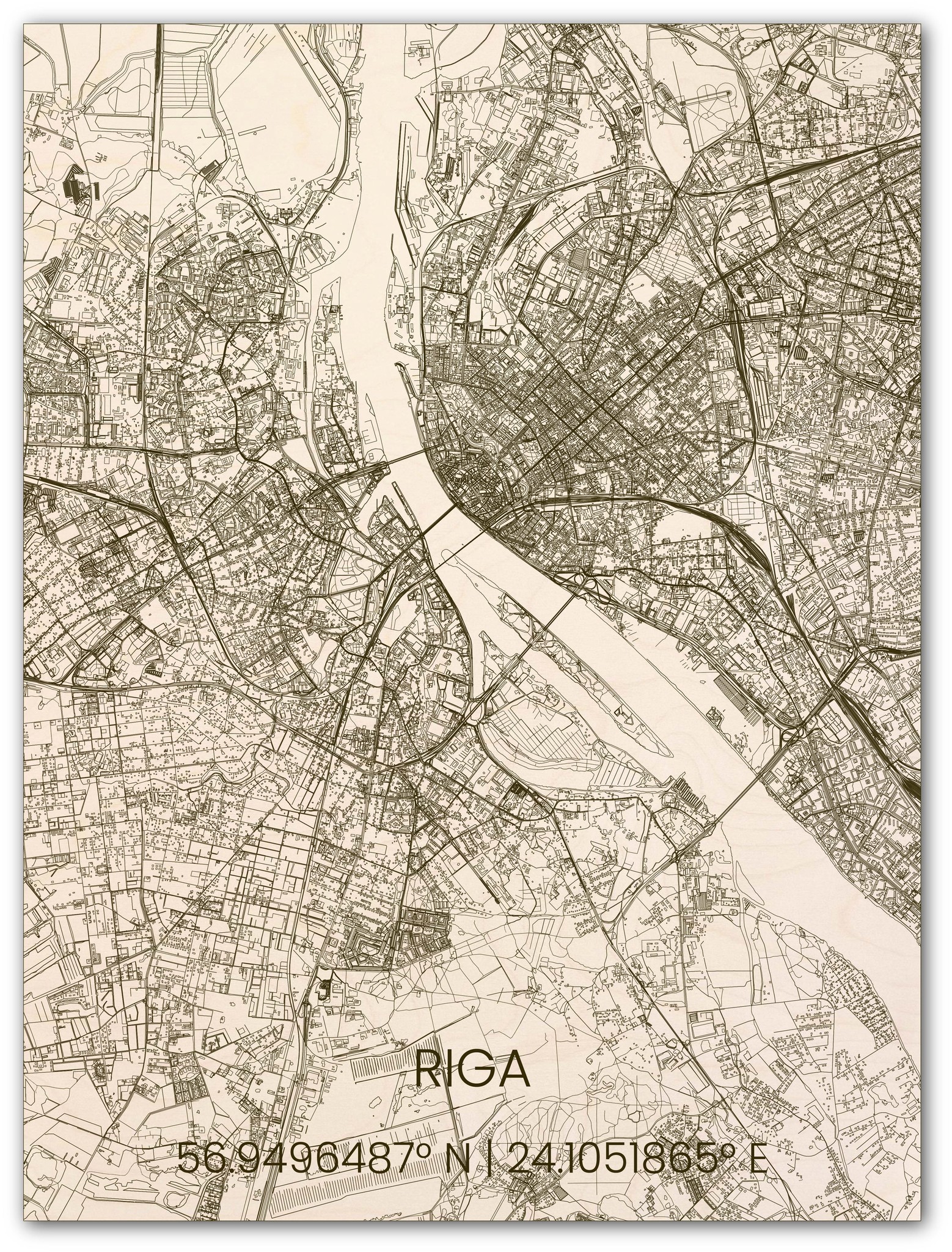 Houten stadsplattegrond Riga-1