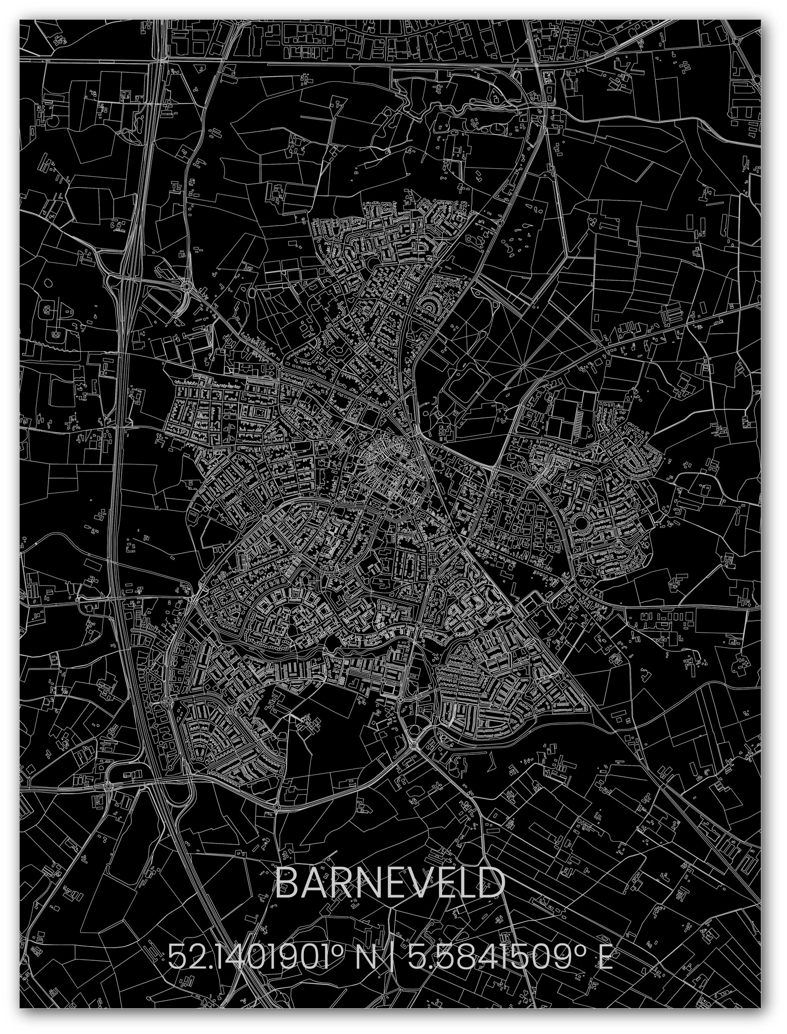 Metalen stadsplattegrond Barneveld-1