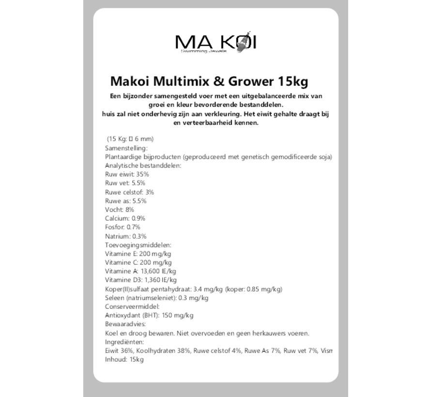 Makoi Multimix  & Grower 15kg | aanbieding!
