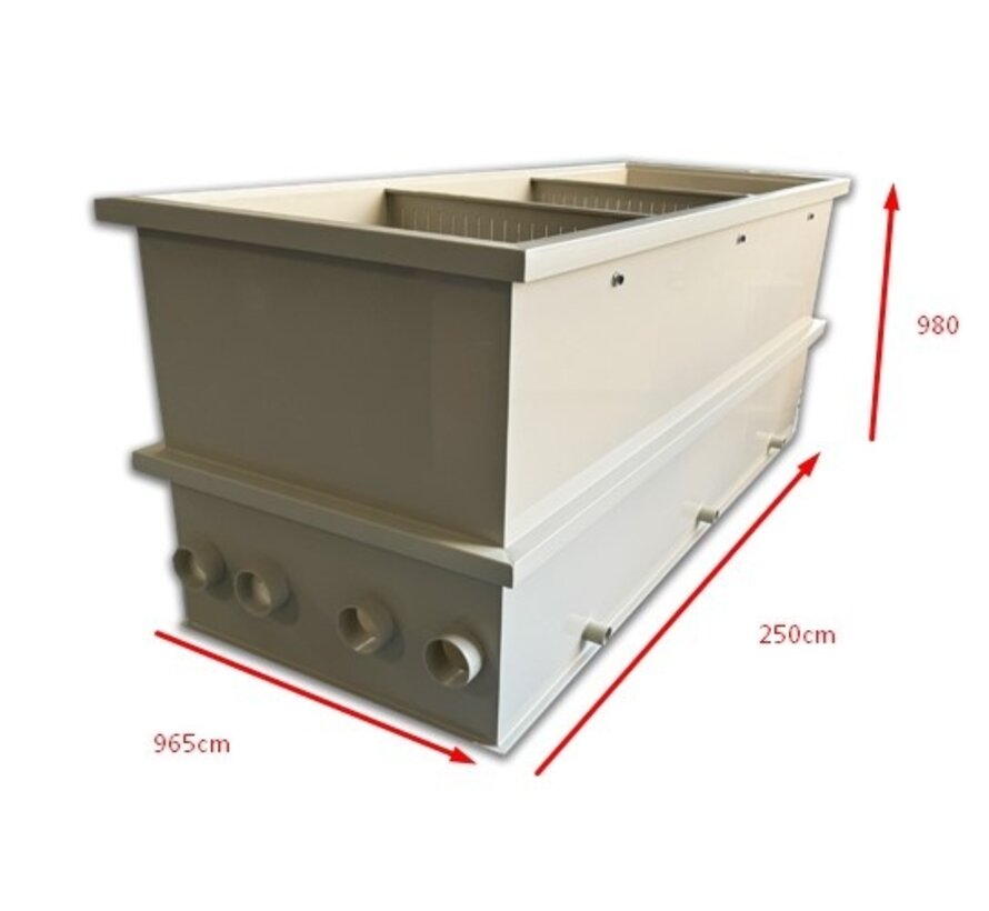 Biologische meerkamerfilter 250 cm – High Flow moving bed filter tot 50 m³/uur