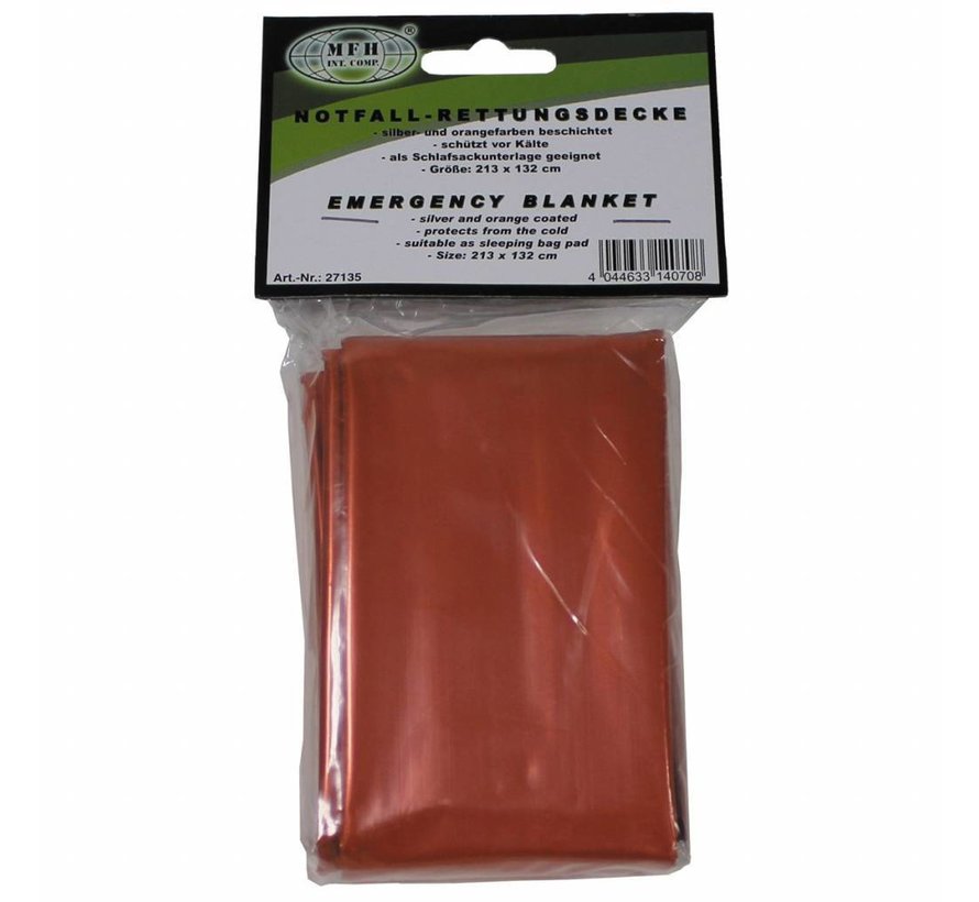 MFH - Rettungsdecke -  silber- und -  orangefarben beschichtet