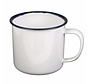 MFH - Emaille-Tasse -  weiß-schwarz -  ca. 350 ml