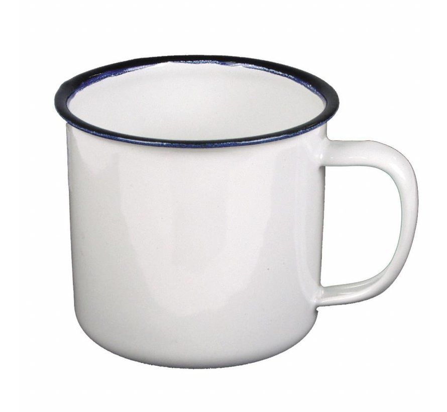 MFH - Emaille-Tasse -  weiß-schwarz -  ca. 350 ml