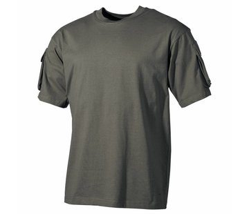 MFH MFH - T-shirt américain  -  manche courte  -  Olive  -  avec poches à manches