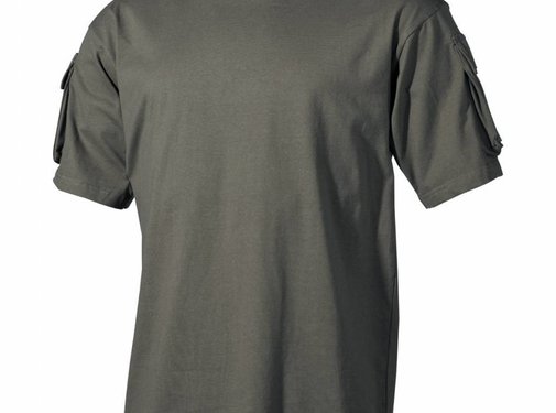 MFH MFH - T-shirt américain  -  manche courte  -  Olive  -  avec poches à manches
