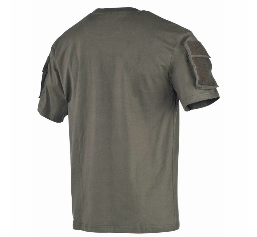 MFH - T-shirt américain  -  manche courte  -  Olive  -  avec poches à manches