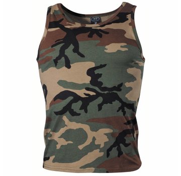 MFH US Tank Top mit Woodland Camouflage Print aus 100% Baumwolle - 170 g/m²