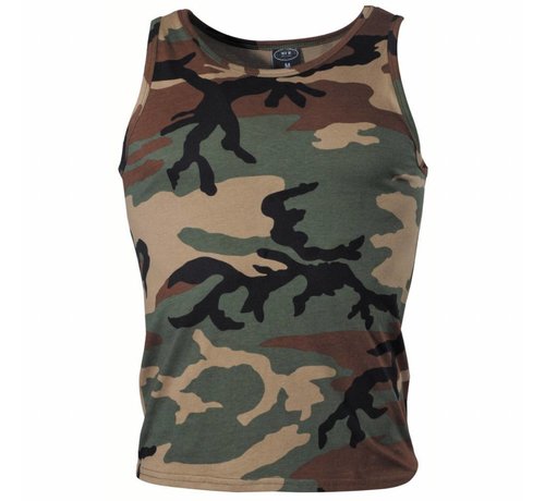 MFH  US tanktop met Woodland camouflage print gemaakt van 100% katoen - 170 g/m²