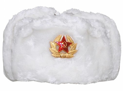 MFH Russische bontmuts wit met afneembaar embleem