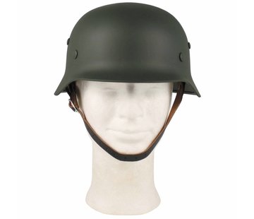 MFH Stahlhelm WW II, oliv, mit Leder-Innenteil