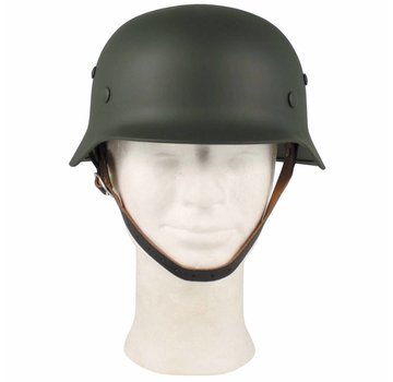 MFH Stahlhelm WW II, oliv, mit Leder-Innenteil