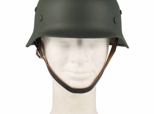 MFH Duitse helm WW II, deco,  legergroen met lederen binnenkant
